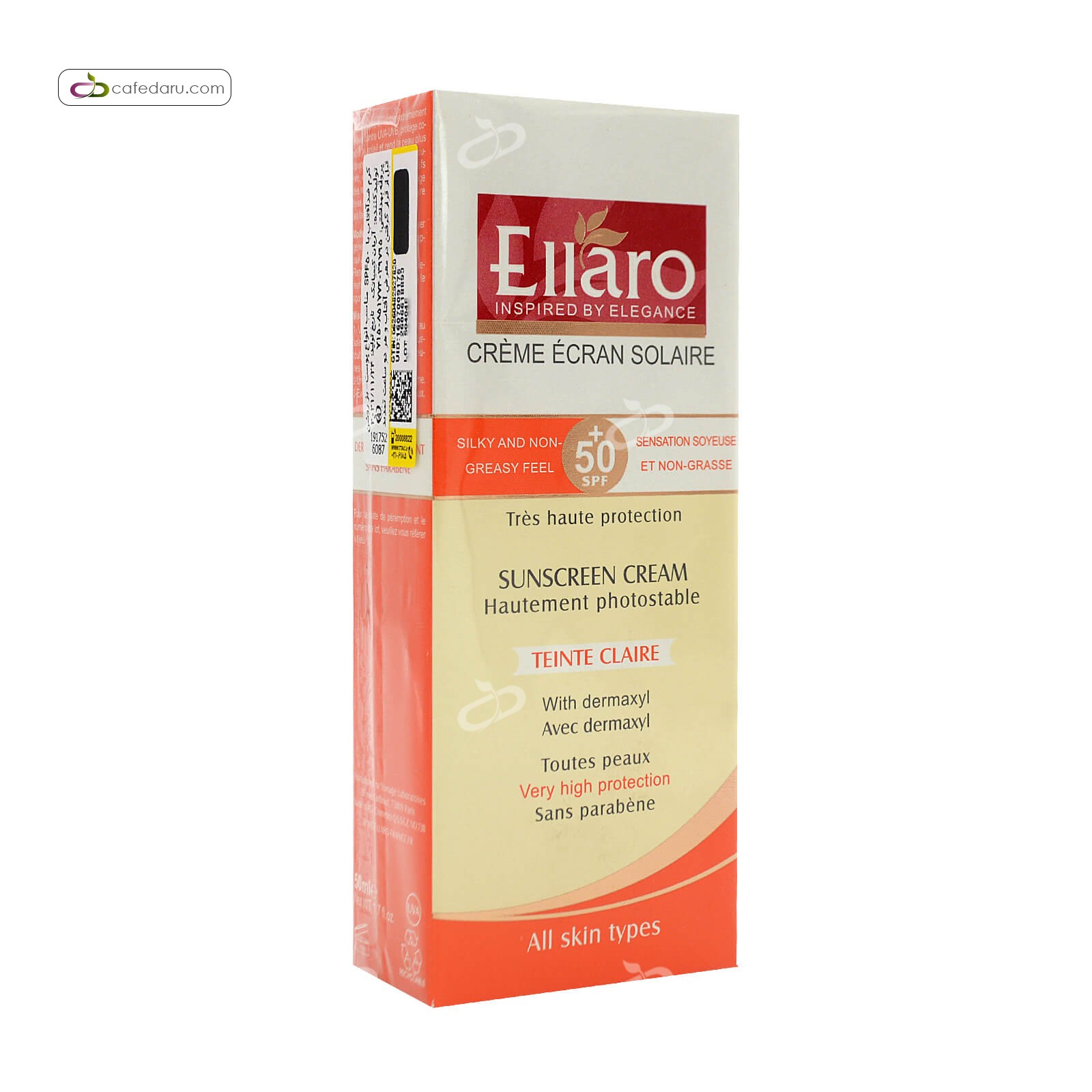 کرم ضدآفتاب SPF50 انواع پوست الارو 50 میلی لیتر بژ روشن