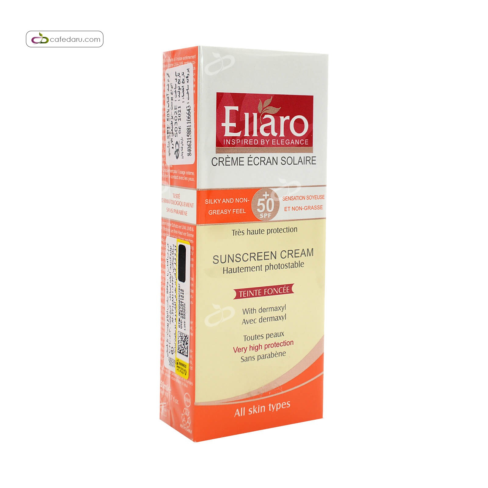 کرم ضدآفتاب SPF 50 انواع پوست الارو 50 میلی لیتر بژ طبیعی