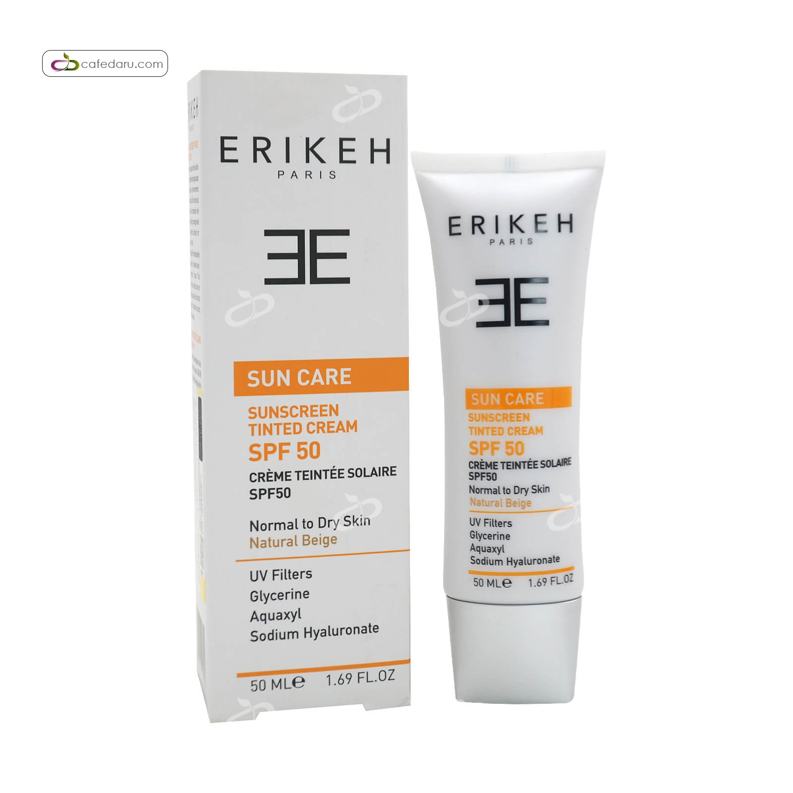کرم ضدآفتاب SPF50 پوست خشک و نرمال اریکه 50 میلی لیتر بژ طبیعی