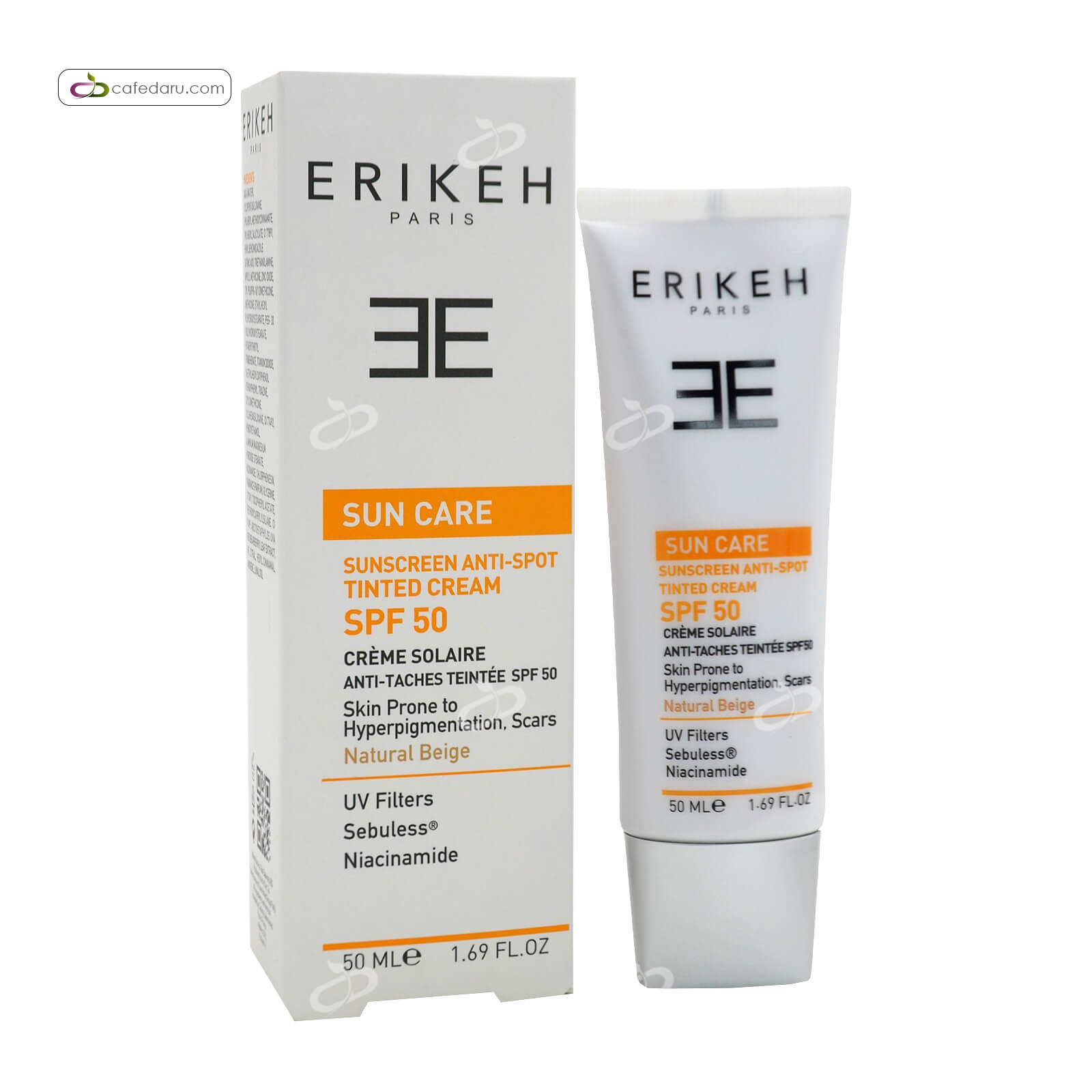 کرم ضدآفتاب SPF50 ضد لک اریکه 50 میلی لیتر بژ طبیعی