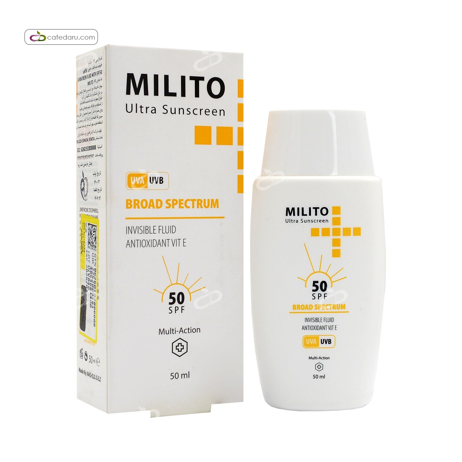 فلوئید ضدآفتاب SPF50 بی رنگ میلیتو 50 میلی لیتر