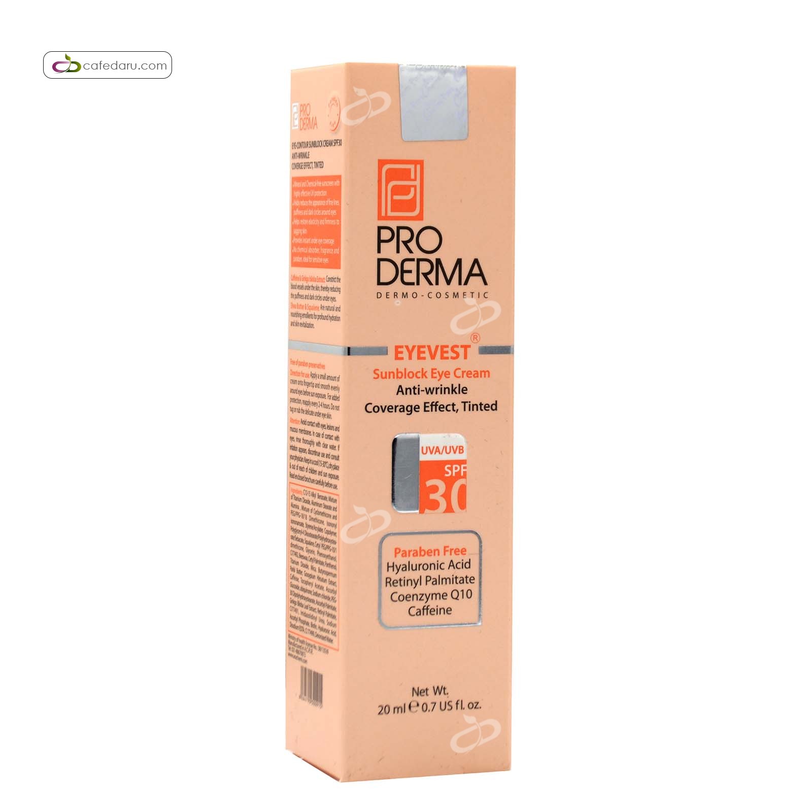 کرم رنگی دور چشم spf30 پوشاننده و ضدچروک پرودرما 20 میلی لیتر