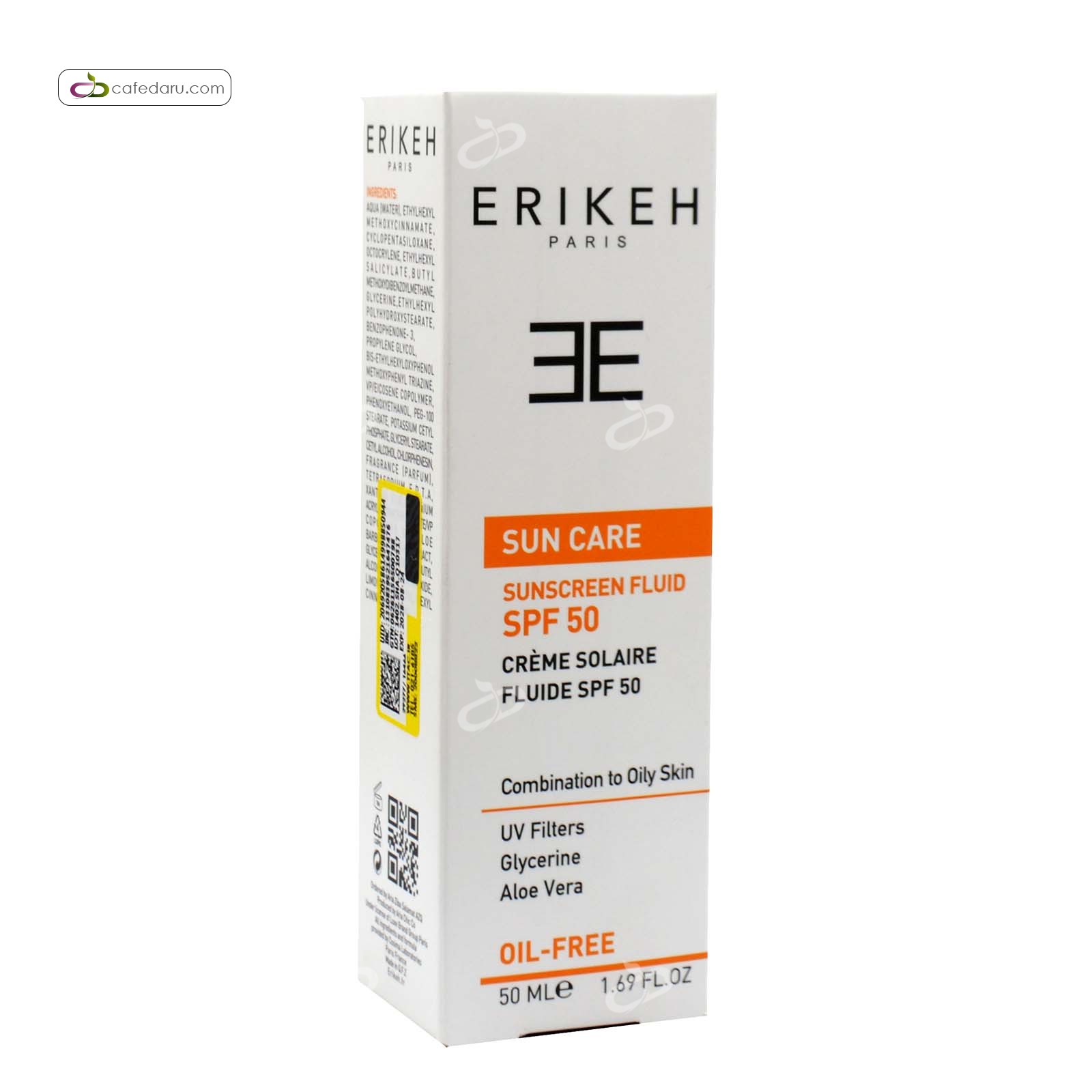 فلوئید ضد آفتاب بی رنگ و فاقد چربی Spf50 اریکه 50 میلی لیتر
