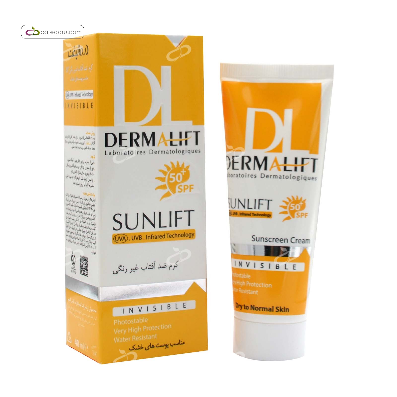 کرم ضدآفتاب SPF50 پوست خشک بی رنگ درمالیفت 40 میلی لیتر