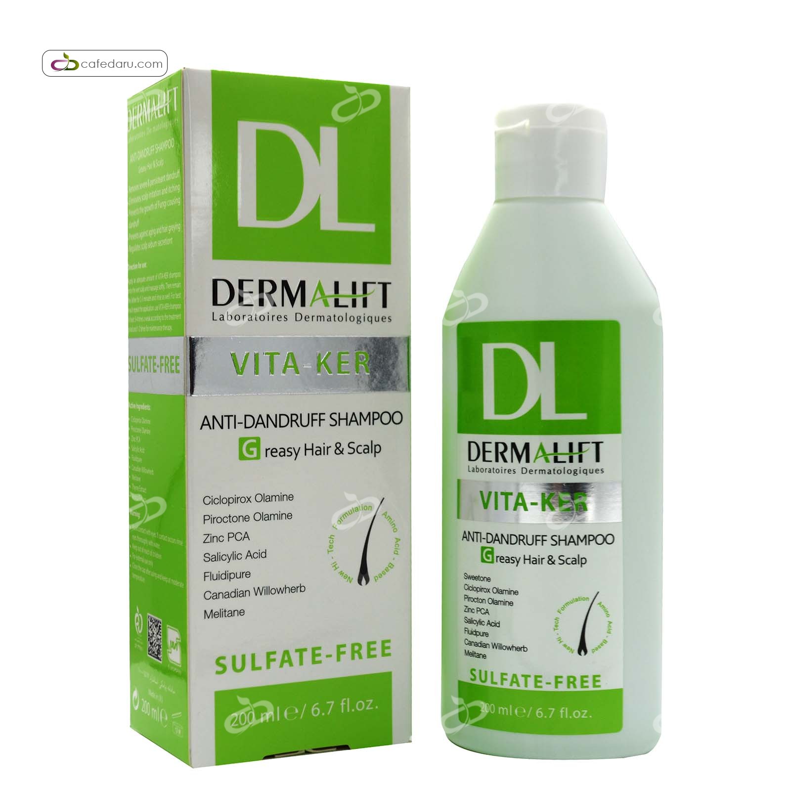 شامپو ضد شوره مو چرب فاقد سولفات ویتا کر درمالیفت 200 میلی لیتر