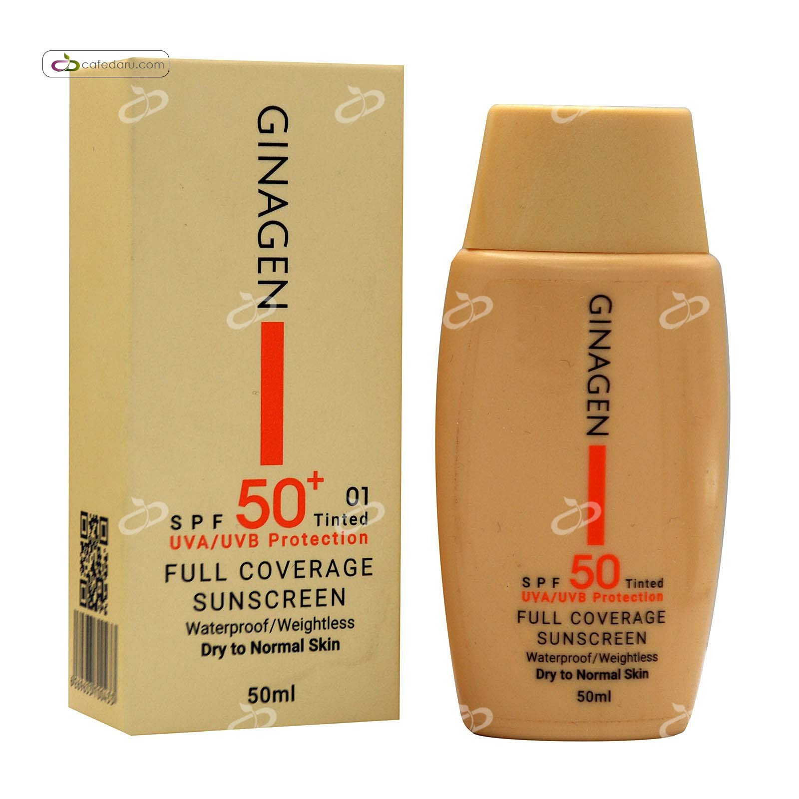 کرم ضد آفتاب spf50 پوست خشک و نرمال ژیناژن 50 میلی لیتر رنگ روشن 01